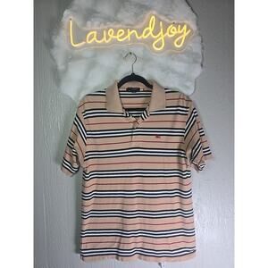 BURBERRY LONDON Striped Embroidery Iconic Polo Shirt Womens Medium (K-154505)
